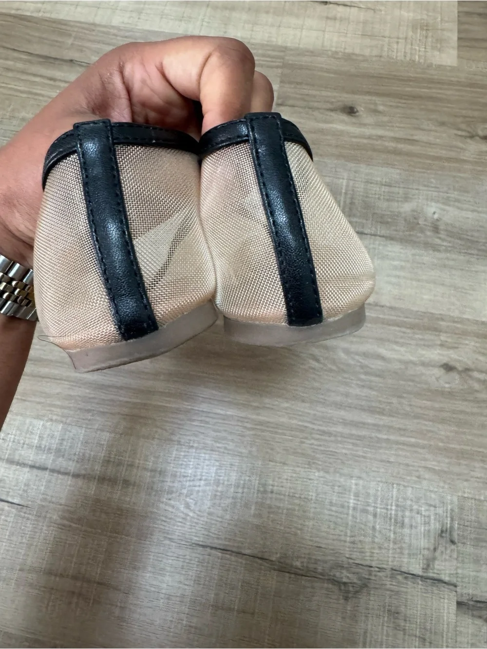 Old Navy Women’s Ballet Flat Slip-On in Nude with Black Trim